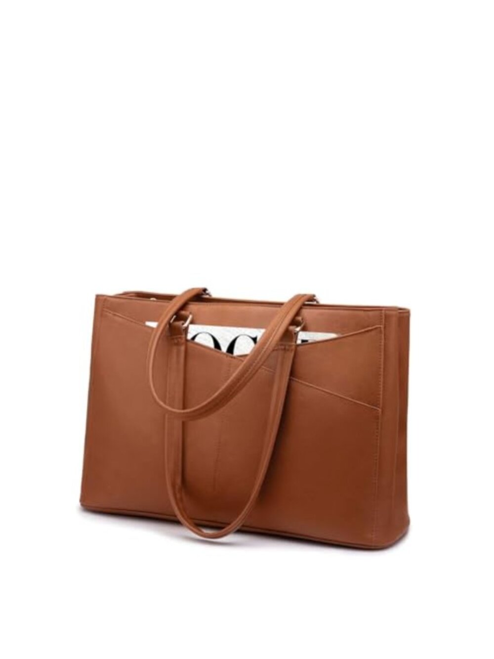 Water-Resistant PU Leather Laptop Tote Bag for Women Business Work